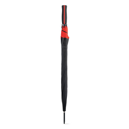 JENNA promotional umbrella in red (detail view) with custom logo branding