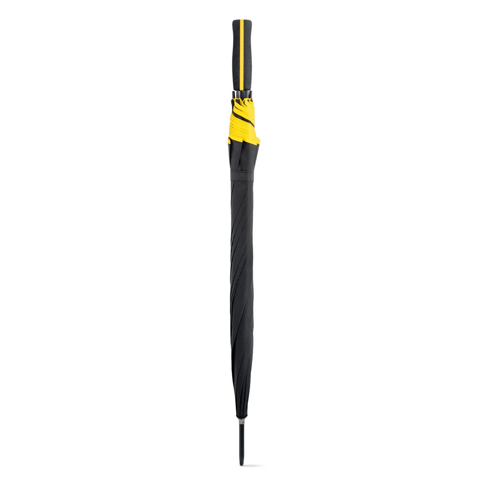 JENNA promotional umbrella in yellow (detail view) with custom logo branding