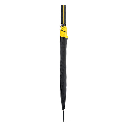 JENNA promotional umbrella in yellow (detail view) with custom logo branding