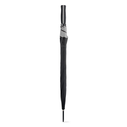 JENNA promotional umbrella in satin silver (detail view) with custom logo branding