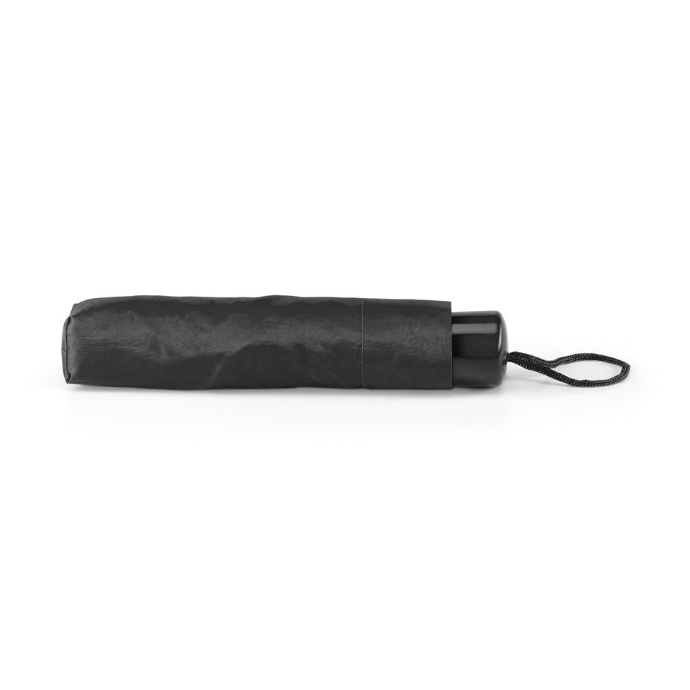MARIA promotional umbrella in black (detail view) with custom logo branding