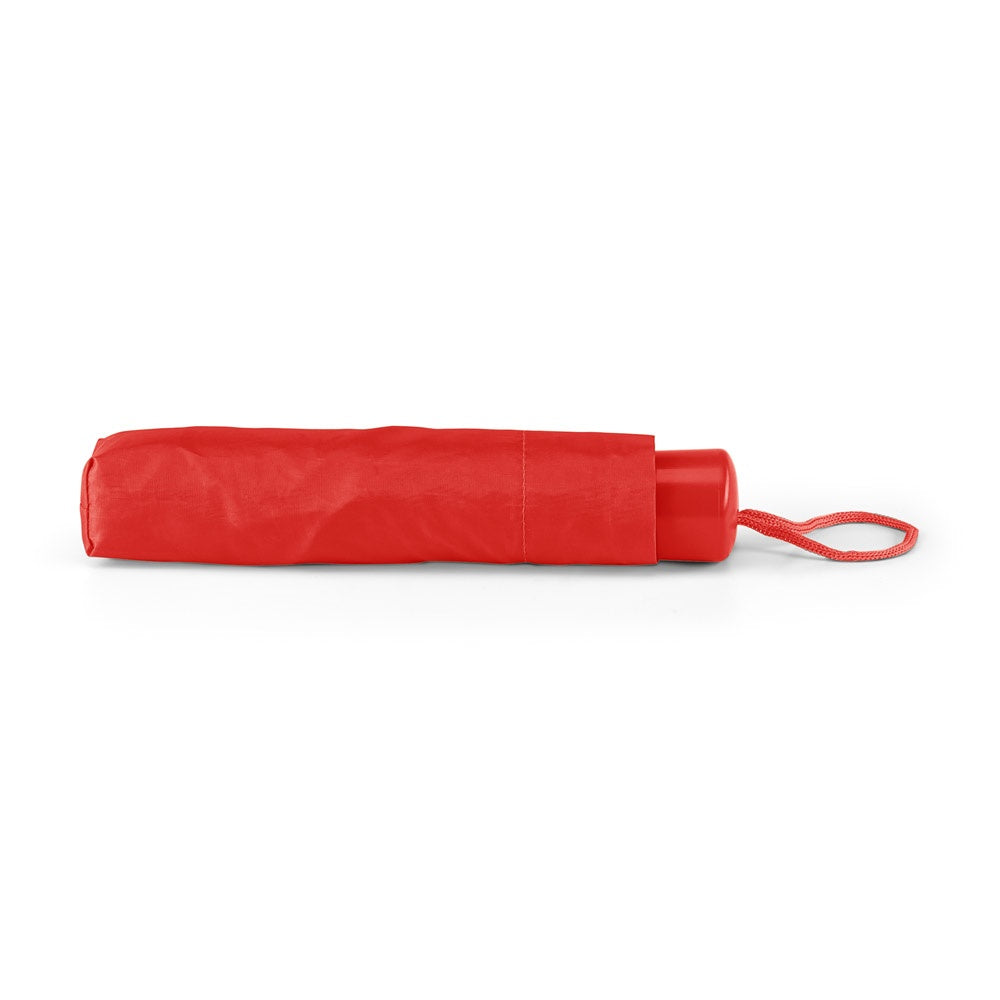 MARIA promotional umbrella in red (detail view) with custom logo branding