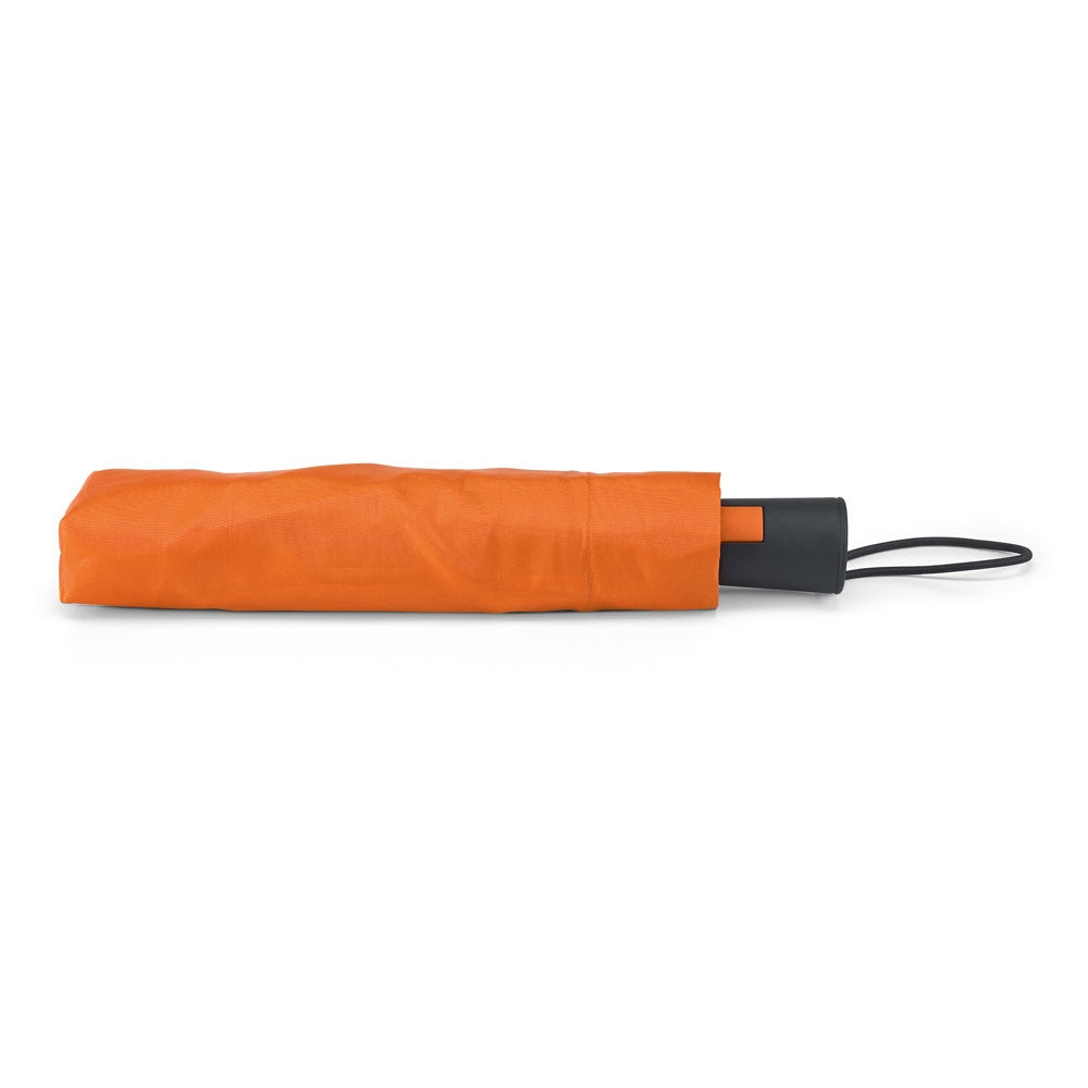 TOMAS promotional umbrella in orange (detail view) with custom logo branding