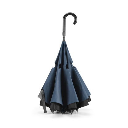 ANGELA promotional umbrella in blue (detail view) with custom logo branding