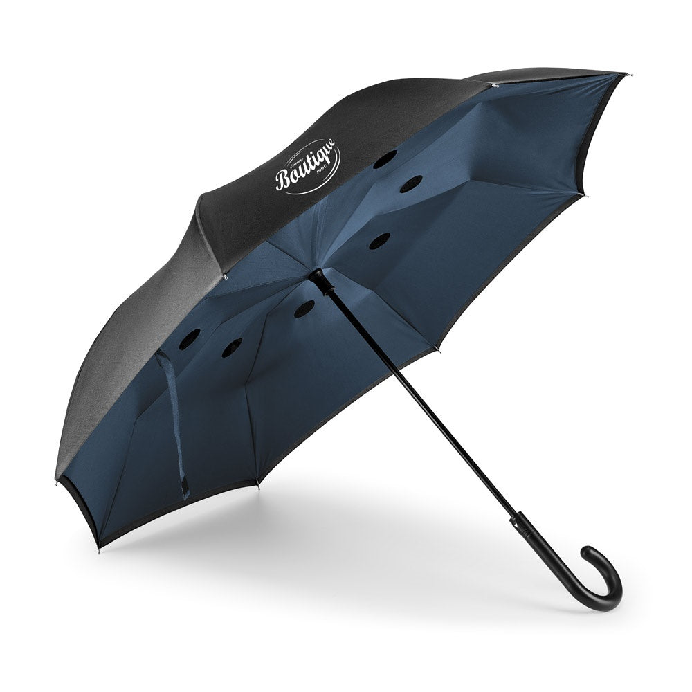 ANGELA promotional umbrella in blue with custom logo branding