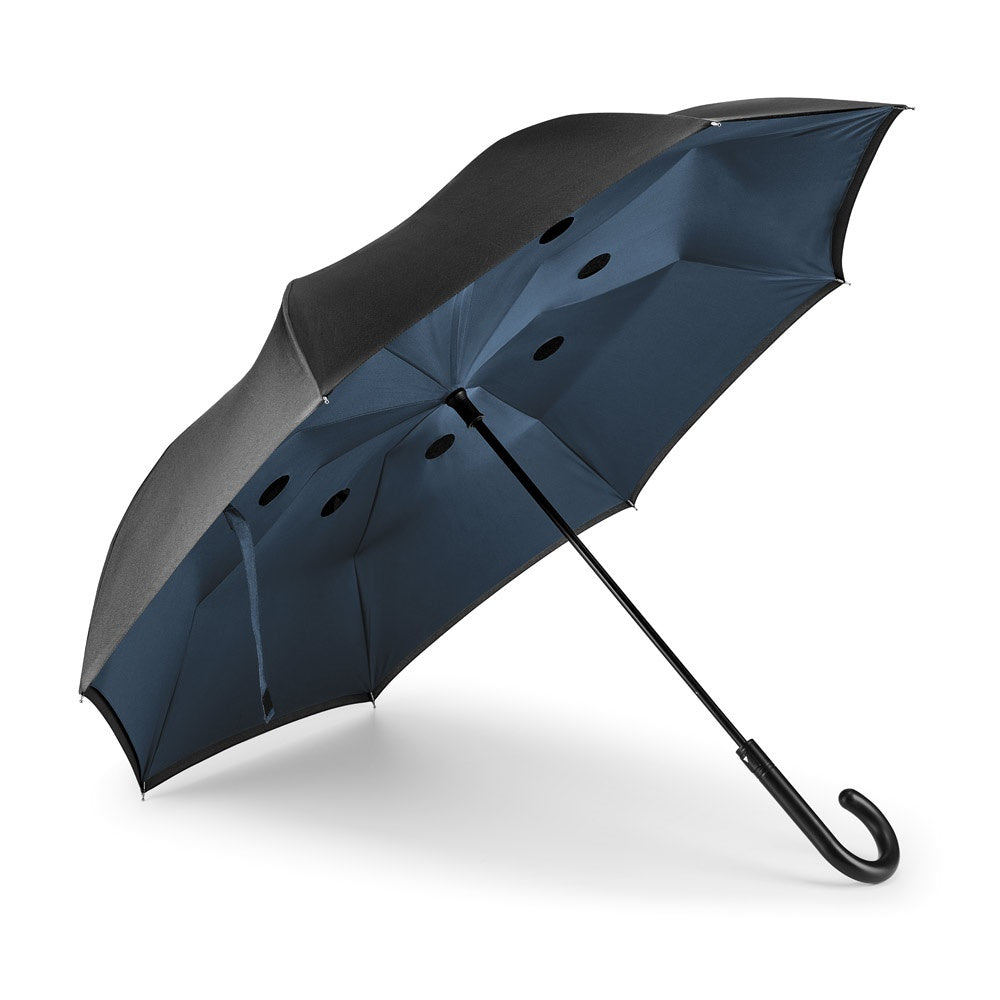 ANGELA promotional umbrella in blue with custom logo branding