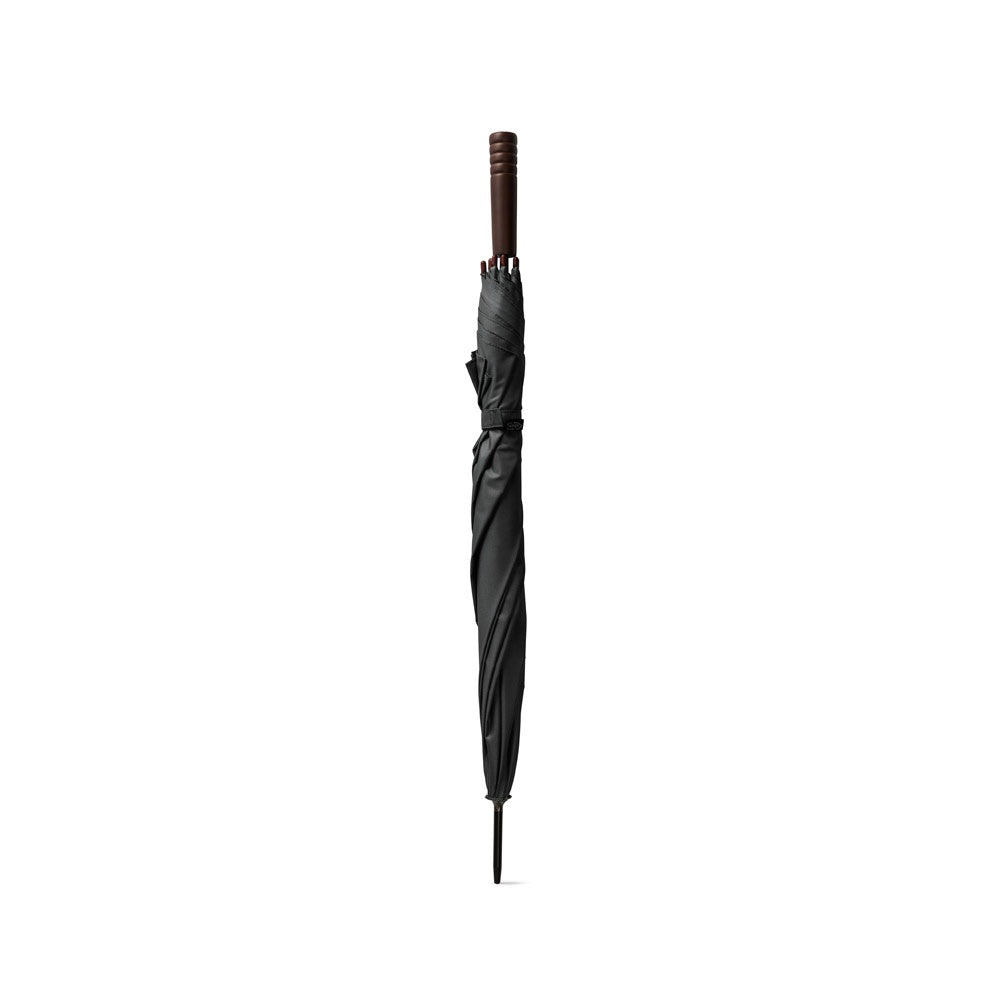 APOLO promotional umbrella in black (detail view) with custom logo branding
