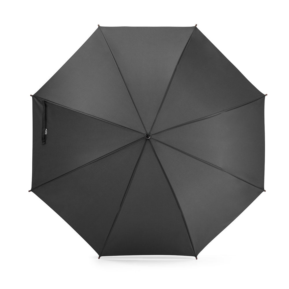APOLO promotional umbrella in black (detail view) with custom logo branding