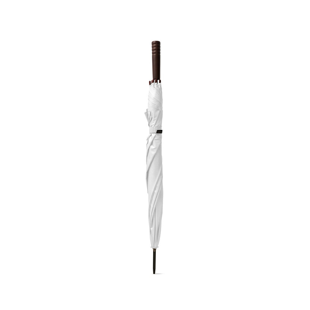 APOLO promotional umbrella in white (detail view) with custom logo branding