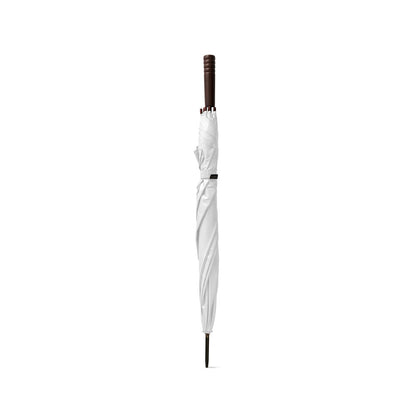 APOLO promotional umbrella in white (detail view) with custom logo branding