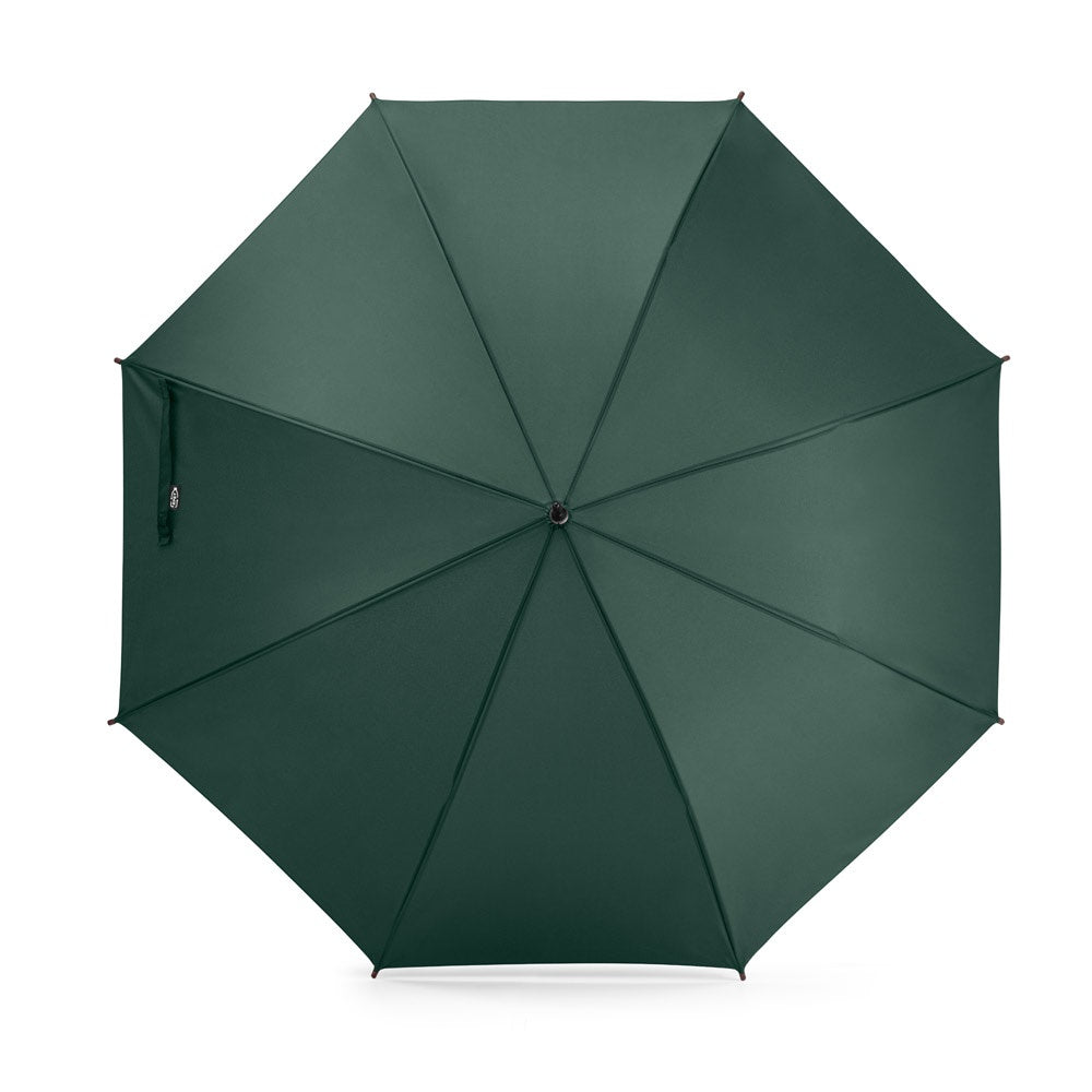APOLO promotional umbrella in dark green (detail view) with custom logo branding