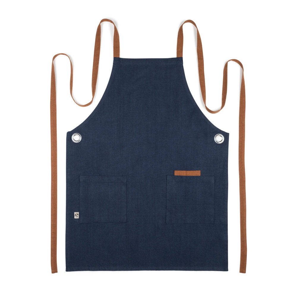 CARDAMOM promotional workwear garment in navy blue (detail view) with custom logo branding