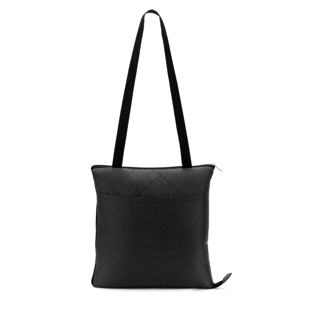 GRADY promotional home textile in black (detail view) with custom logo branding