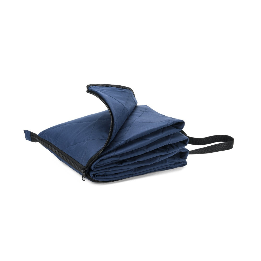 GRADY promotional home textile in blue (detail view) with custom logo branding