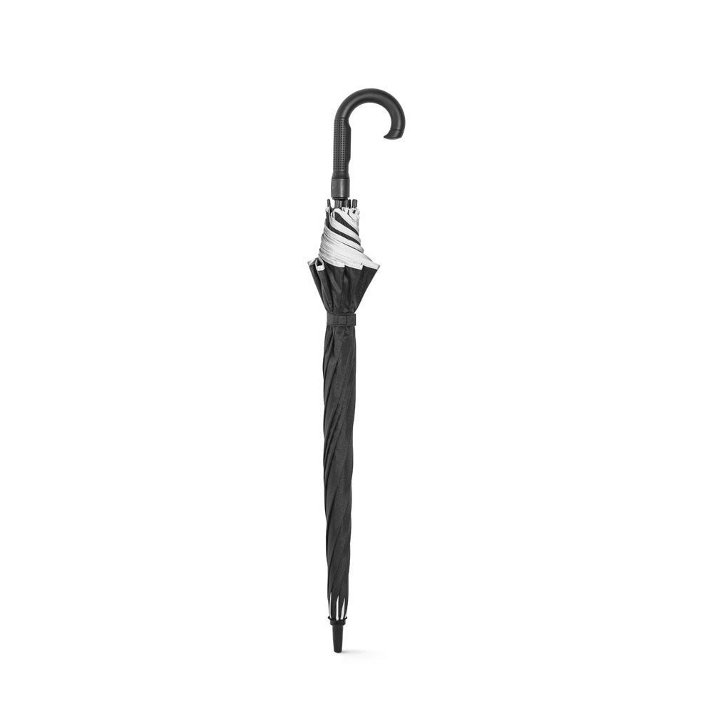 FINNLEY promotional umbrella in black (detail view) with custom logo branding
