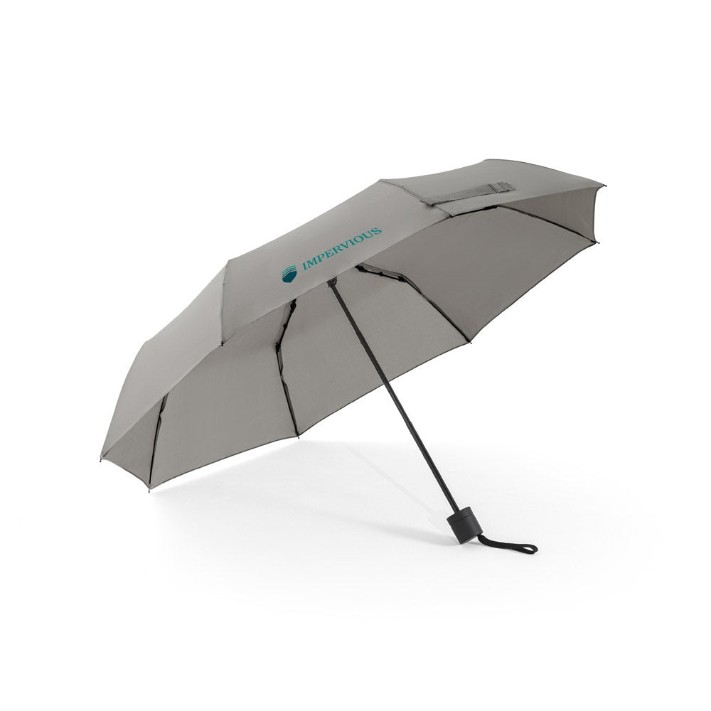 AIDEN promotional umbrella in light grey with custom logo branding