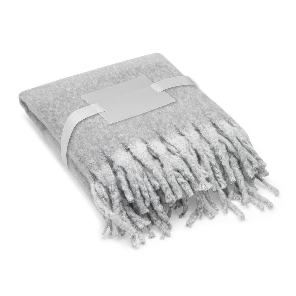 COMFY promotional home textile in grey (detail view) with custom logo branding