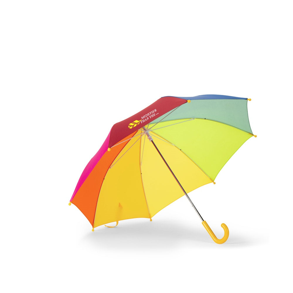 OLIVIA promotional umbrella (complete set view) with custom logo branding