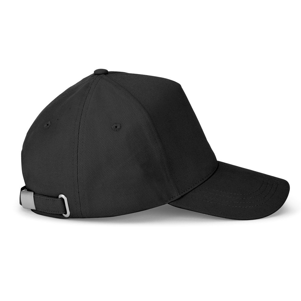 ASHTON promotional cap in black (detail view) with custom logo branding