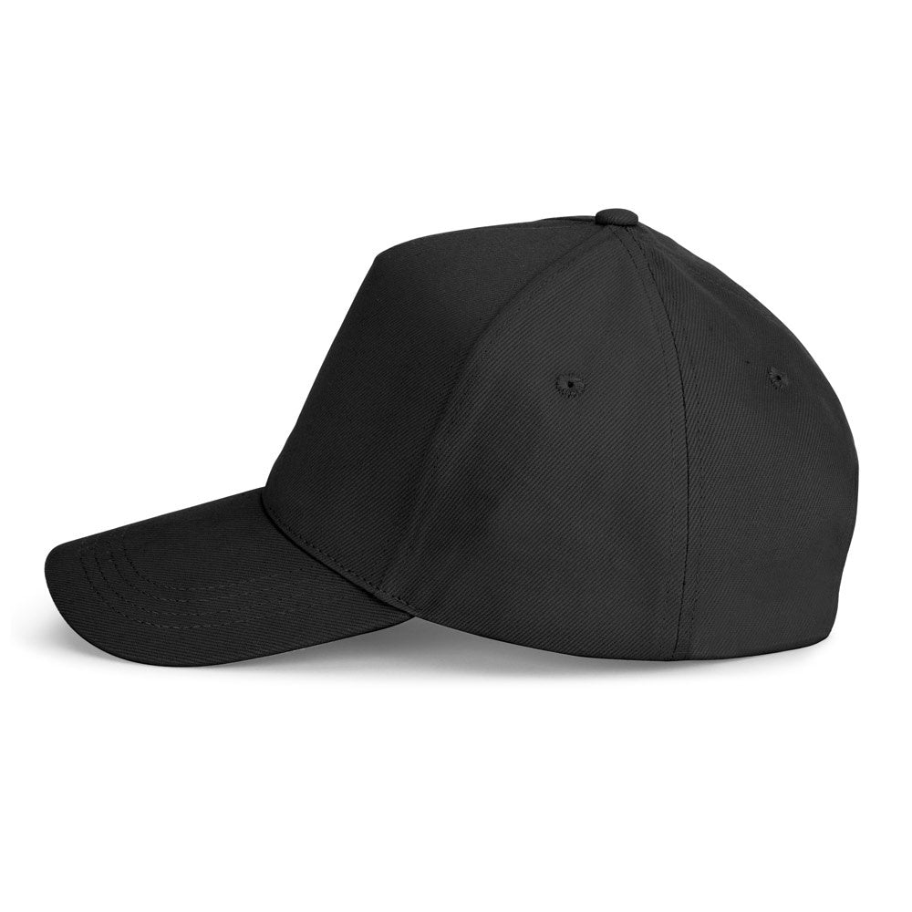 ASHTON promotional cap in black (detail view) with custom logo branding