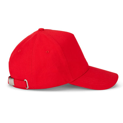ASHTON promotional cap in red (detail view) with custom logo branding