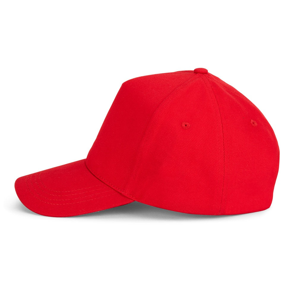 ASHTON promotional cap in red (detail view) with custom logo branding