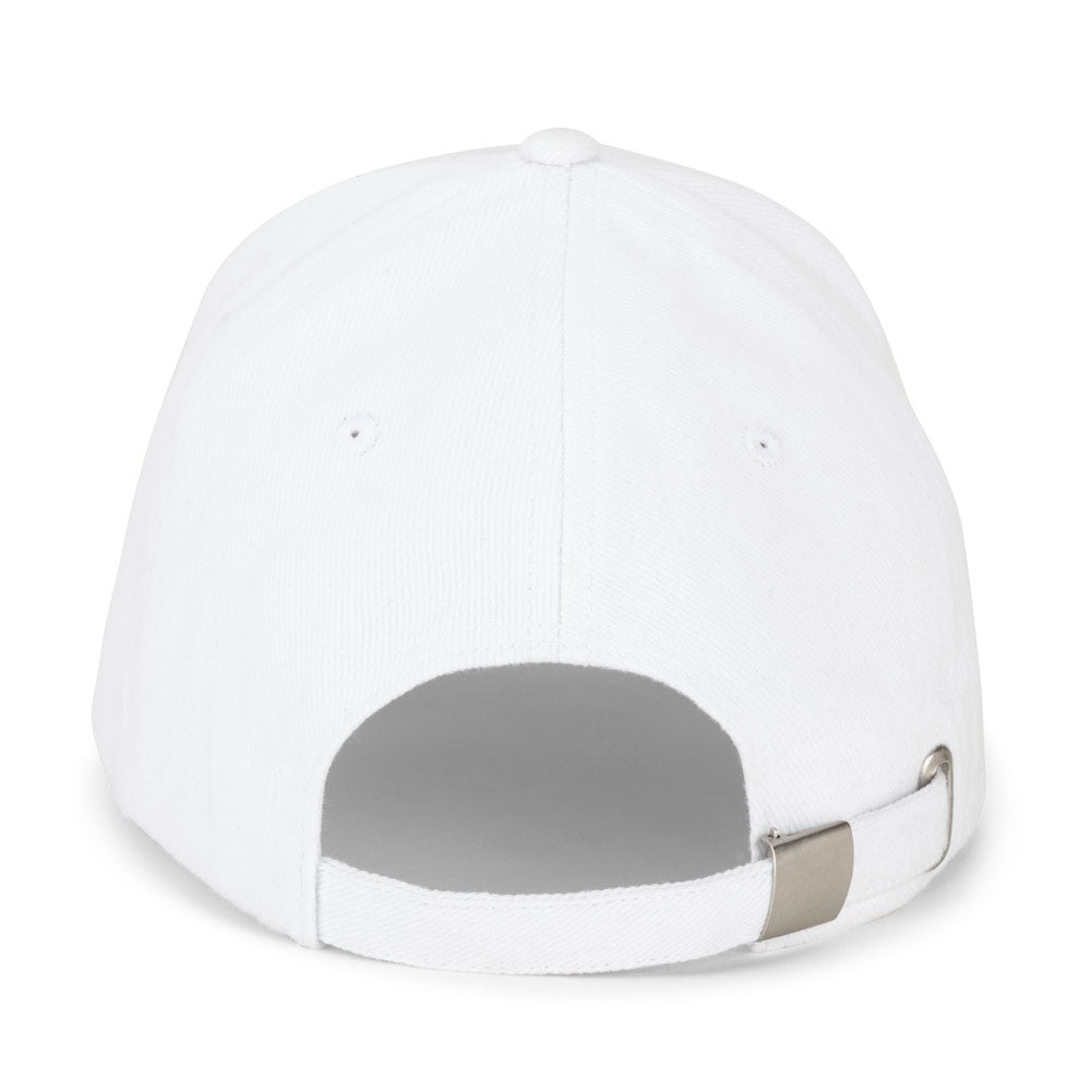 ASHTON promotional cap in white (detail view) with custom logo branding