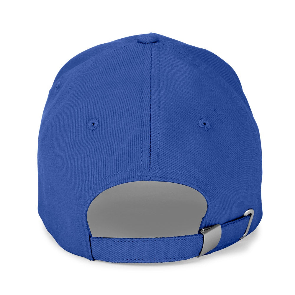 ASHTON promotional cap in royal blue (detail view) with custom logo branding