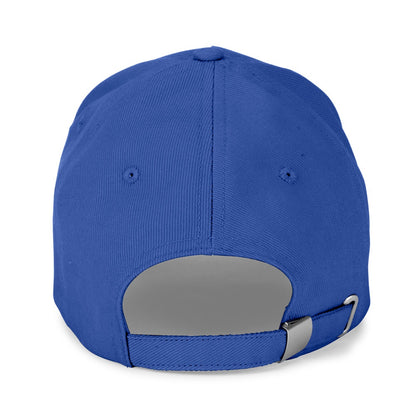 ASHTON promotional cap in royal blue (detail view) with custom logo branding