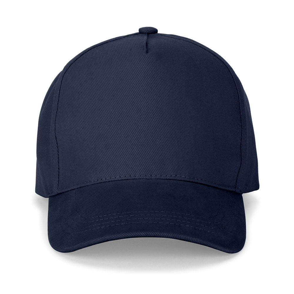 ASHTON promotional cap in navy blue (detail view) with custom logo branding