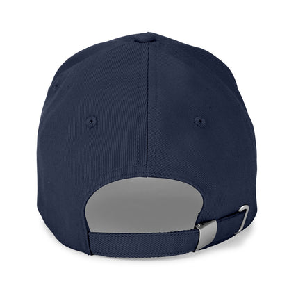 ASHTON promotional cap in navy blue (detail view) with custom logo branding