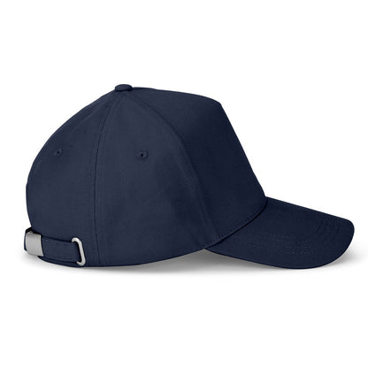 ASHTON promotional cap in navy blue (detail view) with custom logo branding