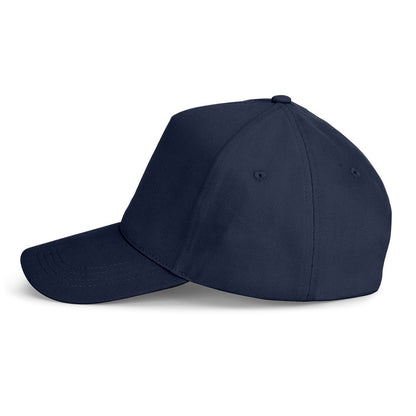ASHTON promotional cap in navy blue (detail view) with custom logo branding