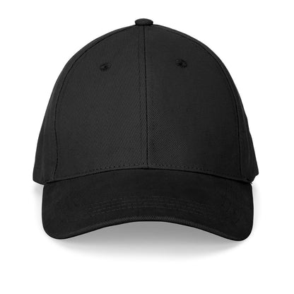 NATHAN promotional cap in black (detail view) with custom logo branding
