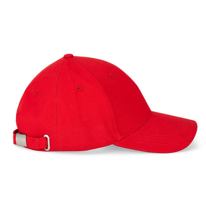NATHAN promotional cap in red (detail view) with custom logo branding