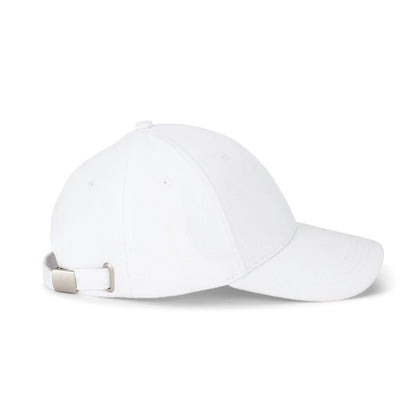 NATHAN promotional cap in white (detail view) with custom logo branding