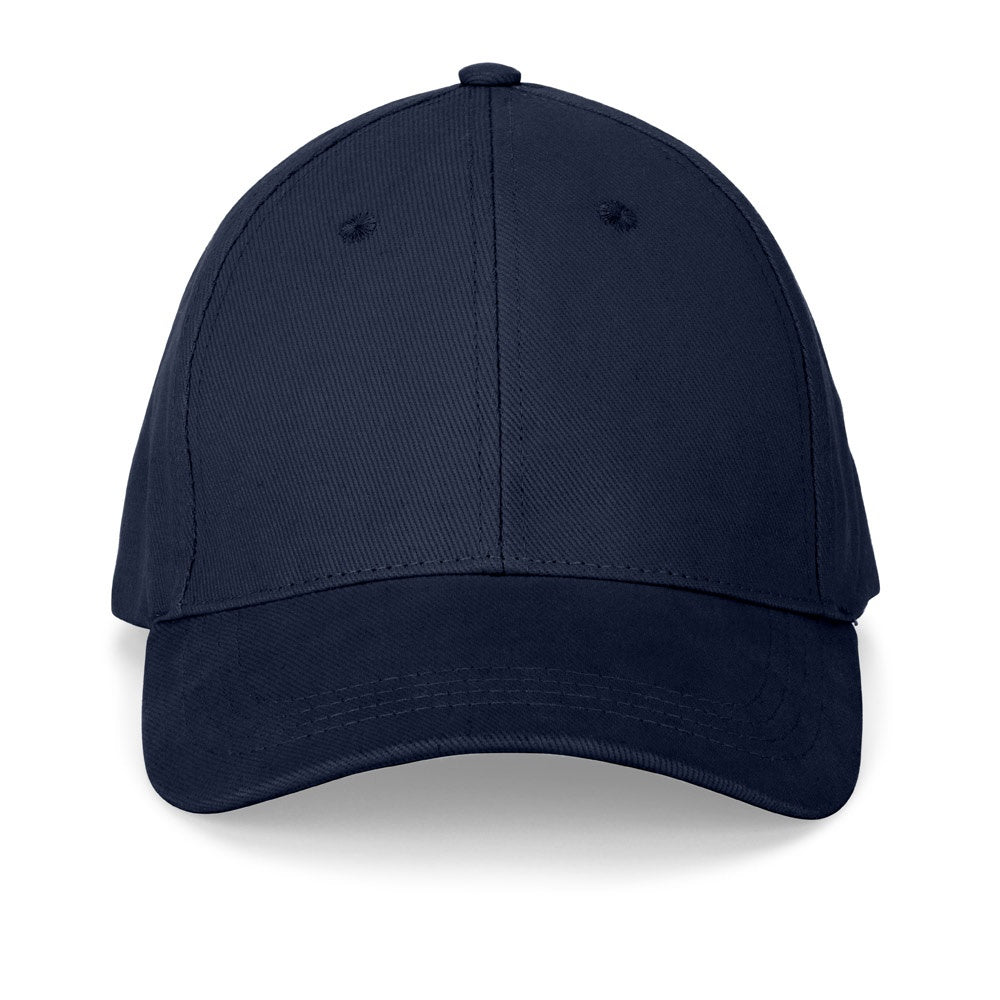 NATHAN promotional cap in navy blue (detail view) with custom logo branding