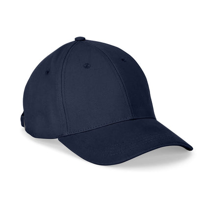 NATHAN promotional cap in navy blue with custom logo branding