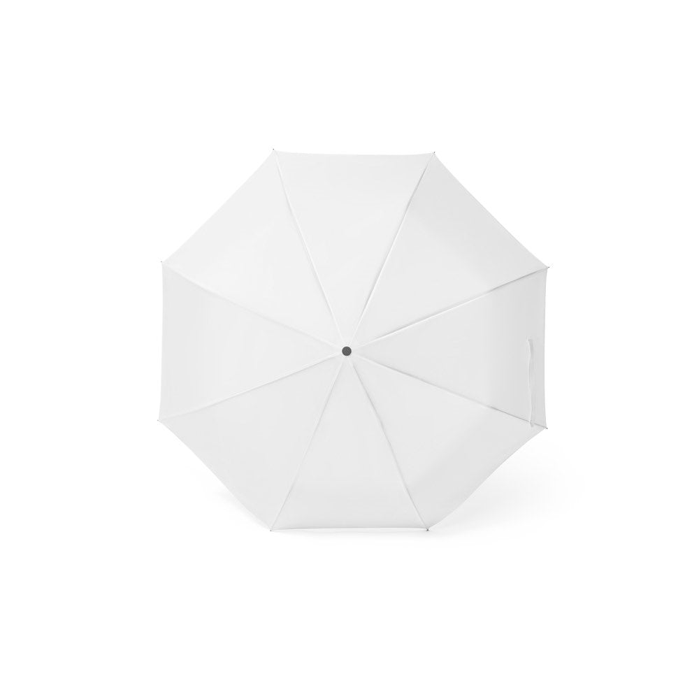 GEORGE promotional umbrella in white (detail view) with custom logo branding