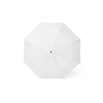 GEORGE promotional umbrella in white (detail view) with custom logo branding