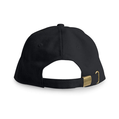 CHRISTOPHE promotional cap in black (detail view) with custom logo branding