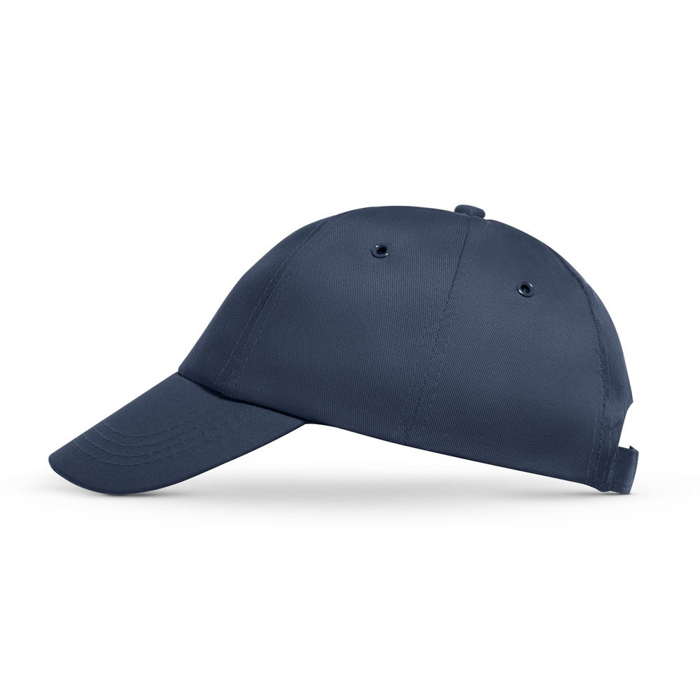 MIUCCIA promotional cap in blue (detail view) with custom logo branding