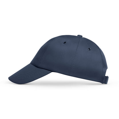 MIUCCIA promotional cap in blue (detail view) with custom logo branding