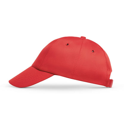 MIUCCIA promotional cap in red (detail view) with custom logo branding