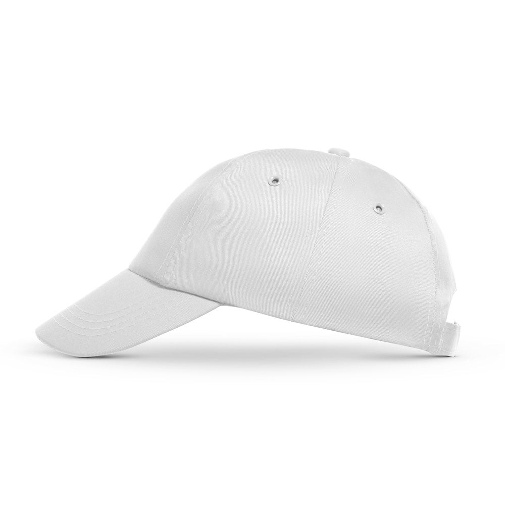 MIUCCIA promotional cap in white (detail view) with custom logo branding