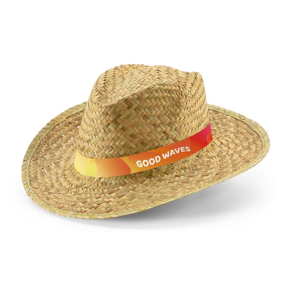 JEAN promotional hat in natural with custom logo branding