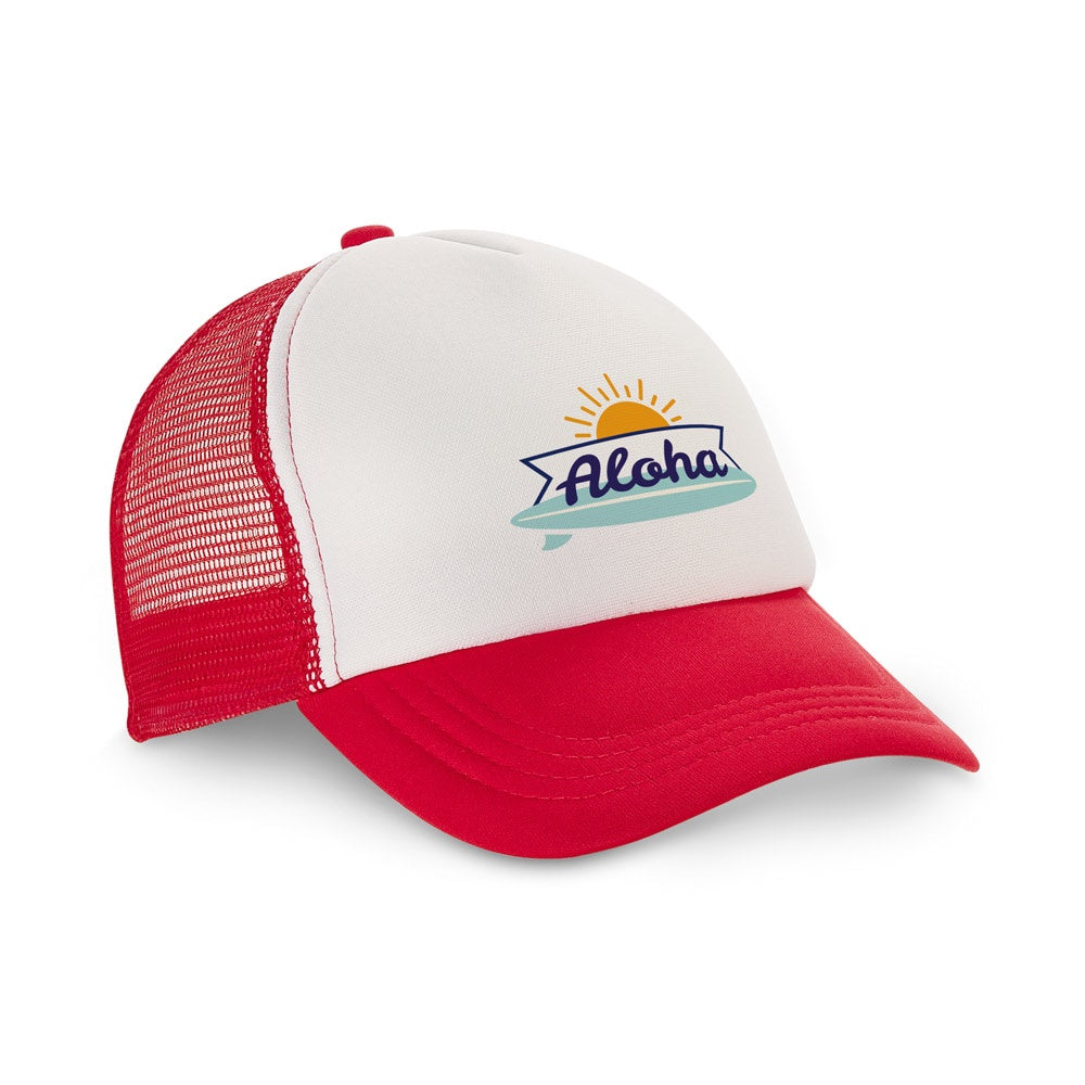 NICOLA promotional cap in red with custom logo branding