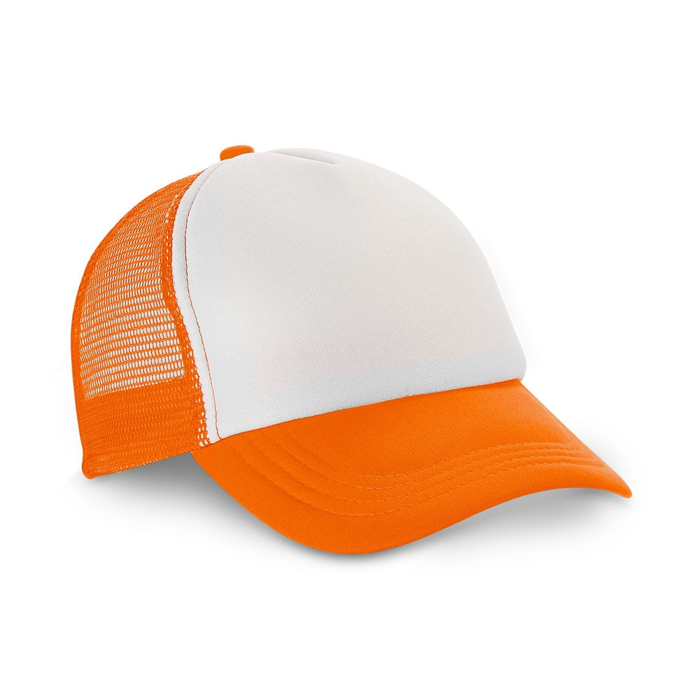 NICOLA promotional cap in orange with custom logo branding