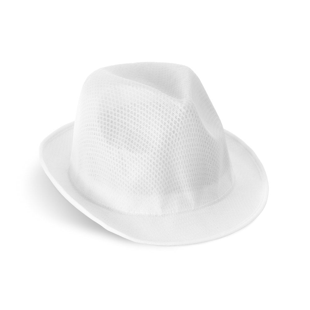 MANOLO promotional hat in white with custom logo branding