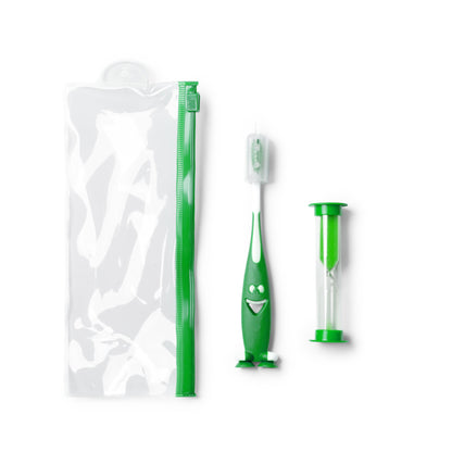 Stamina MESLER Toothbrush set with sand clock in fern green - promotional merchandise printed with your company logo